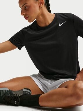 Nike Dri-Fit Black Athletic Tee with White Swoosh XL NWT